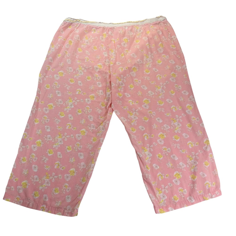Victoria Secret Angels Y2K 2007 PJ Pants Pink Floral Cotton Crop Coquette Girl L